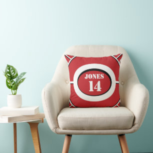 Red and black sport inspired throw pillow