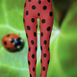 Red and Black Polka Dot Women's Leggings. Women's Fashion Polka Dot Leggings.  Polka Dot Leggings for Women. Red and Black Leggings. 