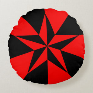 Red and Black Star (Flag of Libertarian Socialism) Round Pillow