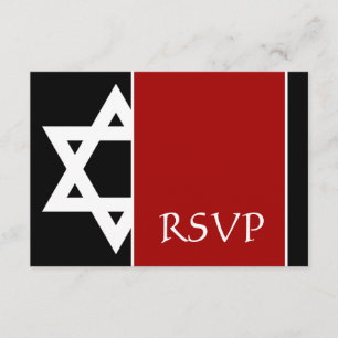 Red and Black Star of David Bar Mitzvah RSVP