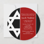 Red and Black Star of David Round Bar Mitzvah Invitation<br><div class="desc">A maroon red and black round Bar Mitzvah invitation,  with a white Star of David. Matching products available. Easily personalize for your event.</div>