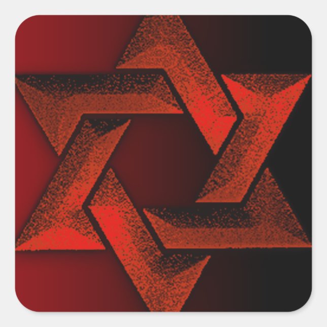 Red and Black Star of David Square Sticker (Front)