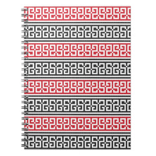Red and Black Stitch Pattern Notebook