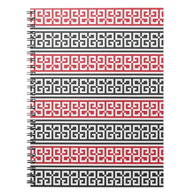 Red and Black Stitch Pattern Notebook (Front)
