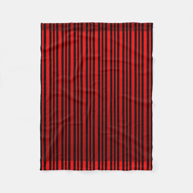Red And Black Stripe Fleece Blanket (Front)