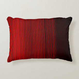Red and Black Stripe Pattern Accent Pillow