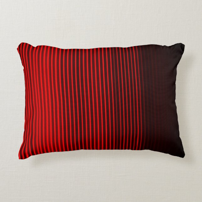 Red and Black Stripe Pattern Accent Pillow (Front)