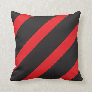 Red and Black Striped Throw Pillow