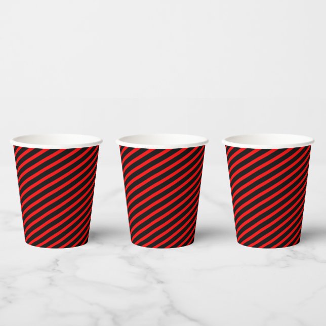 Red and Black Stripes Birthday Paper Cups (Multi)