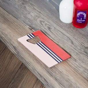 Red and Black Stripes Credit Card Bottle Opener