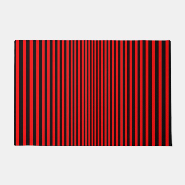 Red and Black Stripes Doormat (Front)