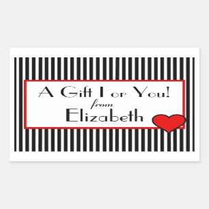 Red and Black Stripes Heart Sticker