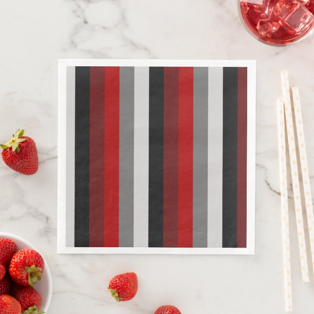 Red and Black Stripes Napkin (Insitu)