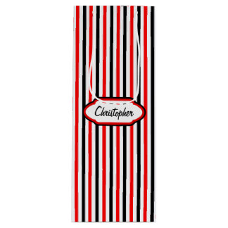 Red And Black Stripes Pattern Wine Gift Bag