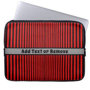 Red and Black Stripes - Personalizable Laptop Sleeve