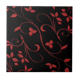Red and Black Stunning Decorative Fern Tile