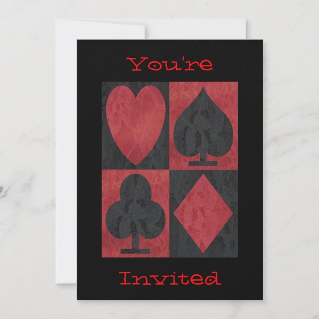 Red and Black Suits in Lace, Invitation (Front)