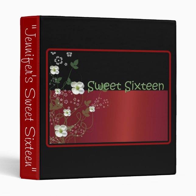 Red and Black, Sweet Sixteen Photo Album Binder (Front/Spine)
