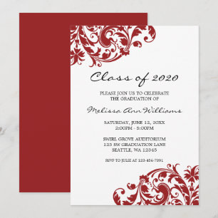 Red and Black Swirl Graduation Announcement