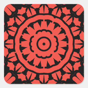 Red and black symmetrical design square sticker