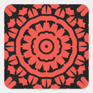 Red and black symmetrical design square sticker