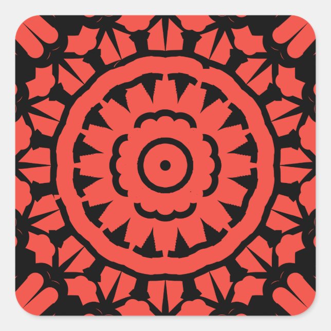 Red and black symmetrical design  square sticker (Front)