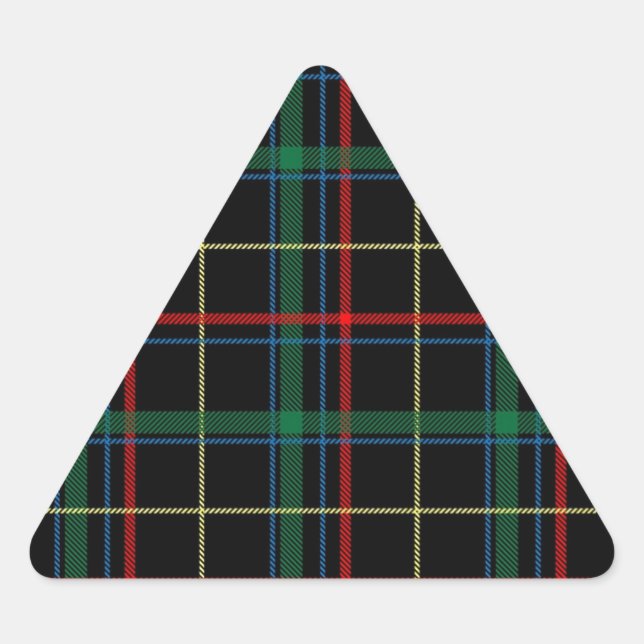 Red and Black Tartan Plaid Pattern Triangle Sticker (Front)