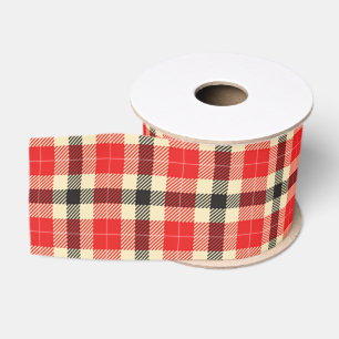 Red and Black Tartan Plaid Ribbon Grosgrain Ribbon