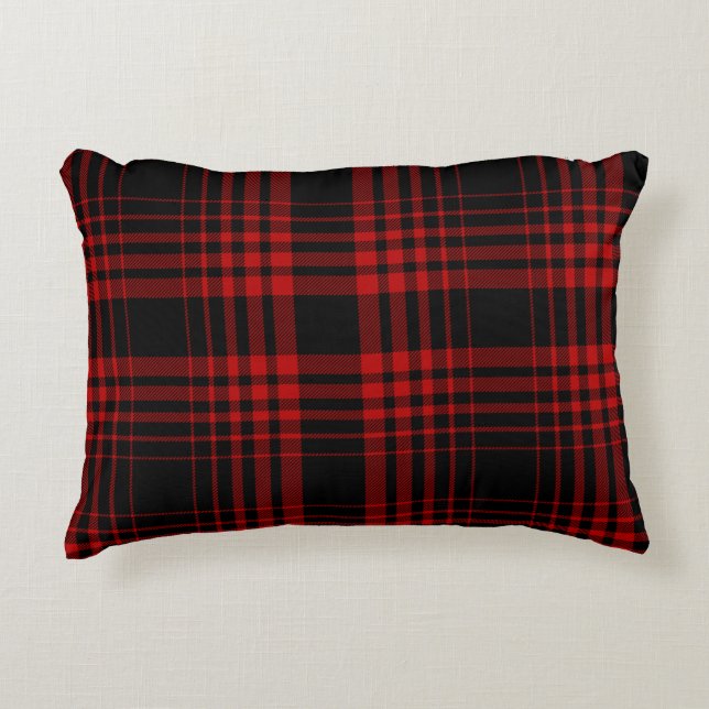 Red and black tartan plaid Scottish seamless patte Accent Pillow (Front)