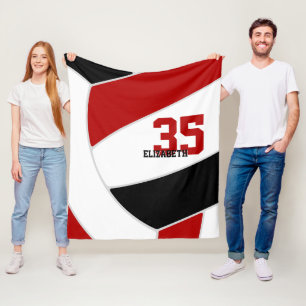 red and black team colours ginormous volleyball fleece blanket