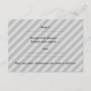 Red and black teapot design, on grey stripes. RSVP card