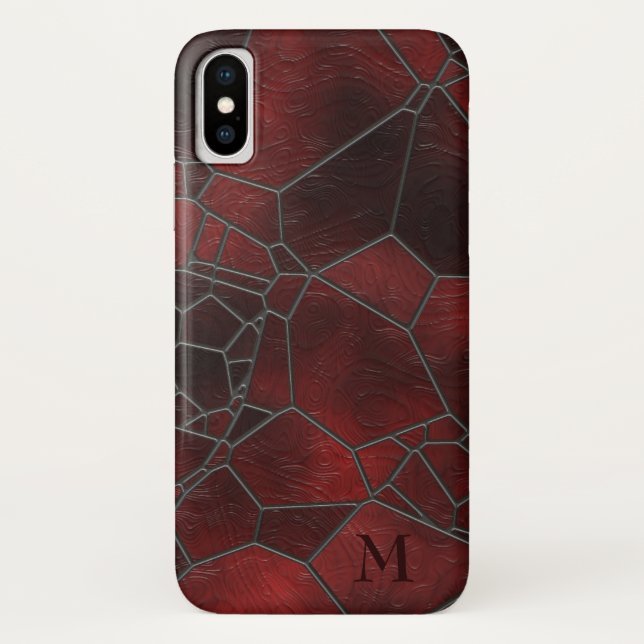 Red And Black Texture Glass Case-Mate iPhone Case (Back)