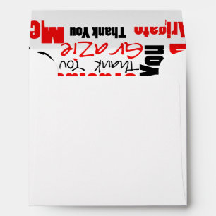 Red and Black Thank You Word Cloud Envelope