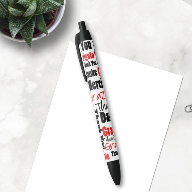 Red and Black Thank You Word Cloud Ink Pen (The word collage pen is a nice gift idea for volunteers, teacher or other people you want to thank. )