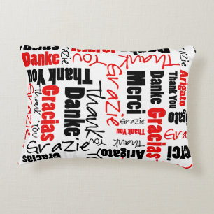 Red and Black THANK YOU Word Collage Decorative Pillow