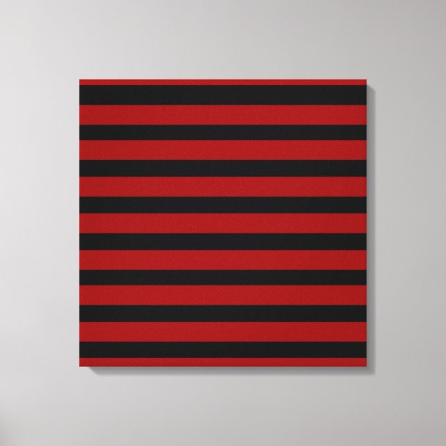 Red and Black Thick Striped Layer Pattern Canvas Print (Front)