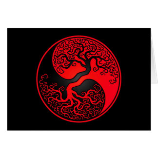 Red and Black Tree of Life Yin Yang