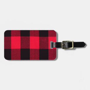 Red and Black Trendy Buffalo Plaid Luggage Tag