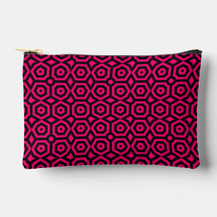 Red and black trendy geometric art deco pattern accessory pouch