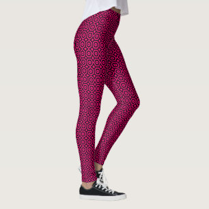 Red and black trendy geometric art deco pattern  leggings
