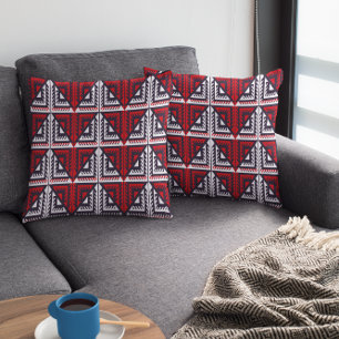 Red And Black Triangles  Throw Pillow