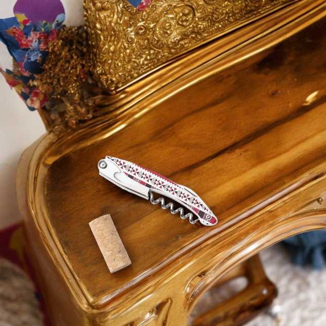 Red and Black Tribal Pattern Corkscrew (Corkscrew Bottle Opener)