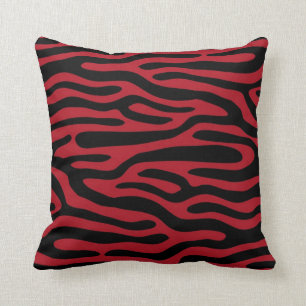 Red and Black Tribal Pattern Throw Pillow