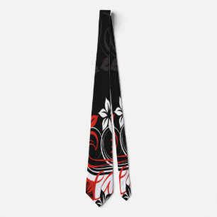 Red and Black Tribal Print Tie