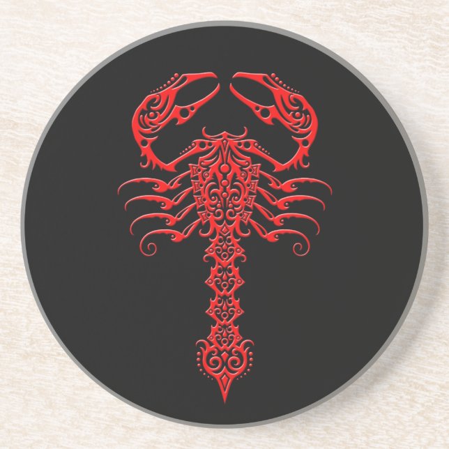 Red and Black Tribal Scorpion Coaster (Front)