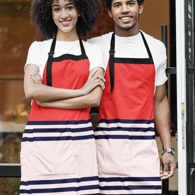 Red and Black Uniform Stripes Apron (Apron)