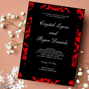 Red and Black Victorian Wedding Invitation