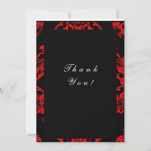 Red and Black Victorian Wedding Thank You Note
