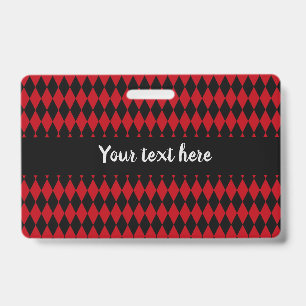 Red and Black Vintage Harlequin Badge