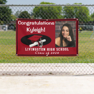 Red and Black Vinyl Graduation Photo Banner